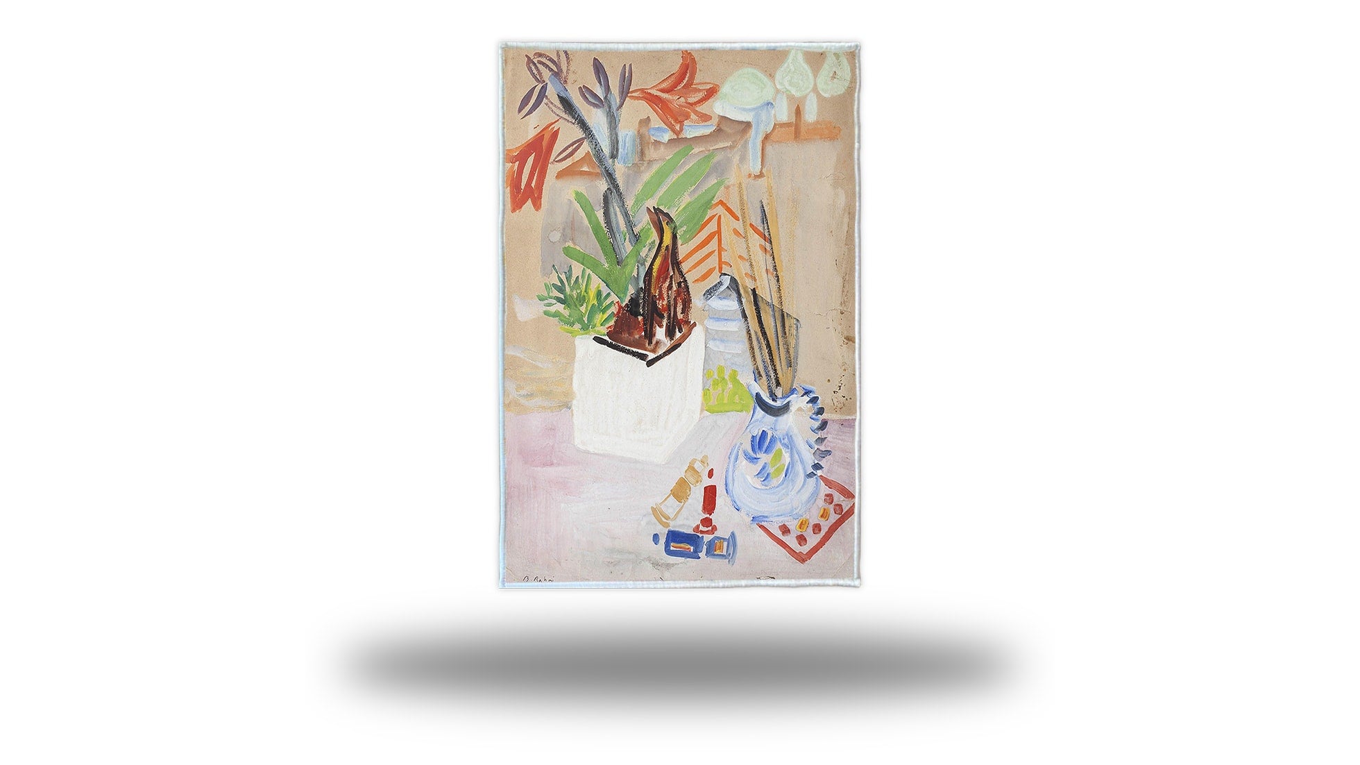 Modern Semi-Abstract Artsy Rug Inspired by Still Life, Bedri Rahmi Eyuboglu