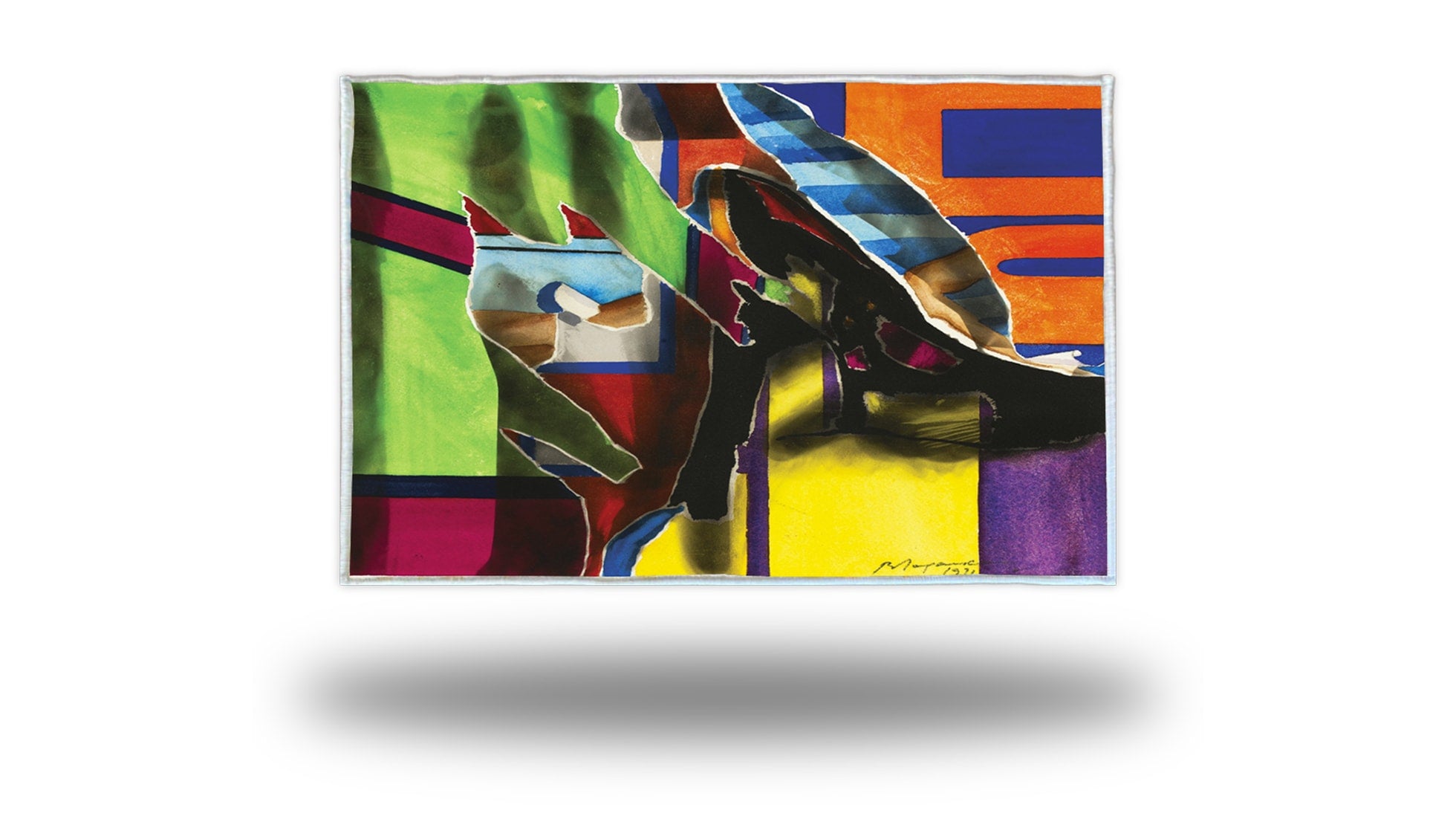 Abstract Artistic Rug Inspired by Purple Corner by Burhan Dogancay for contemporary interiors