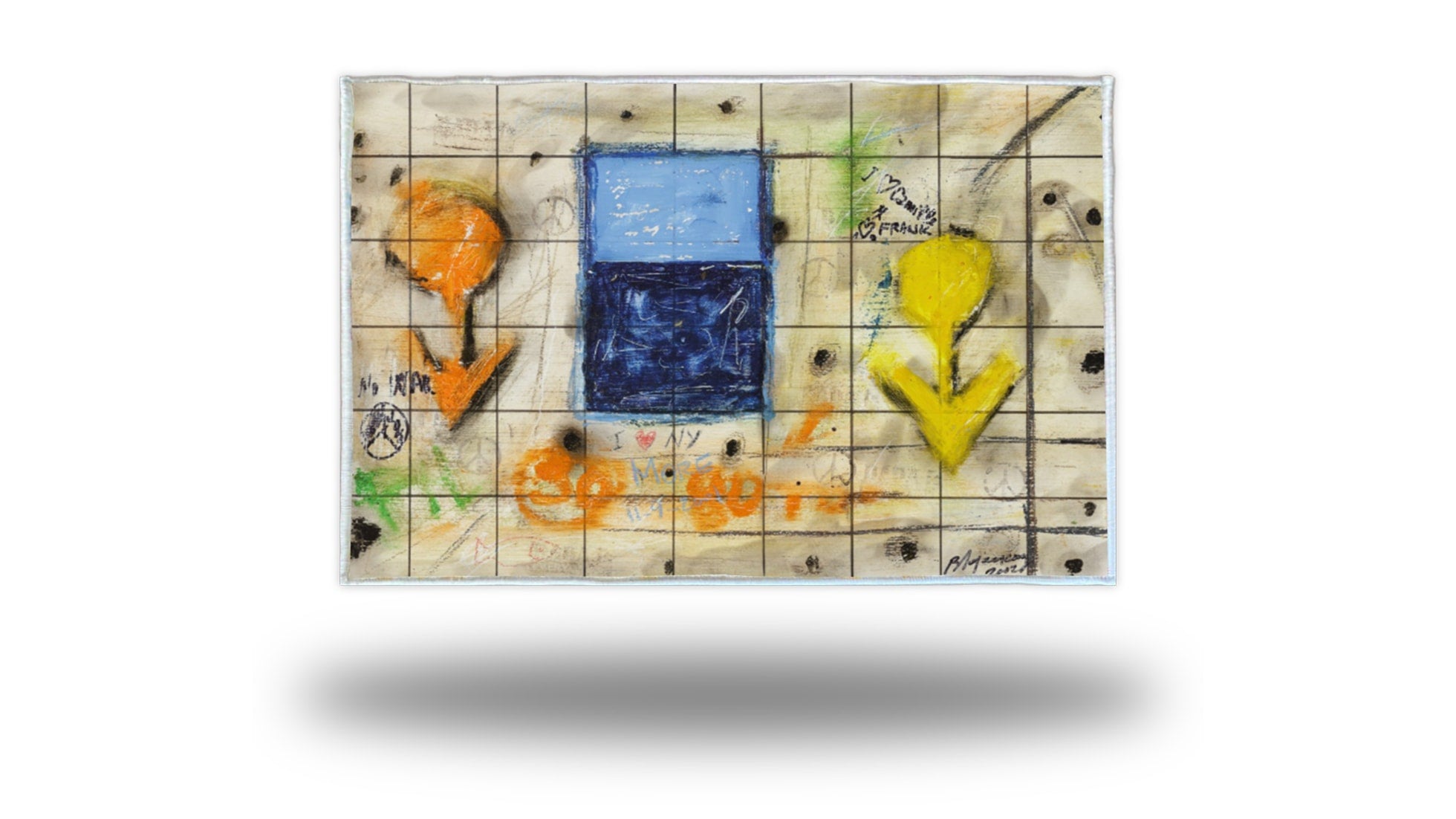 artistic area rug inspired by famous turkish painter Burhan Dogancay's painting of New York Subway Wall