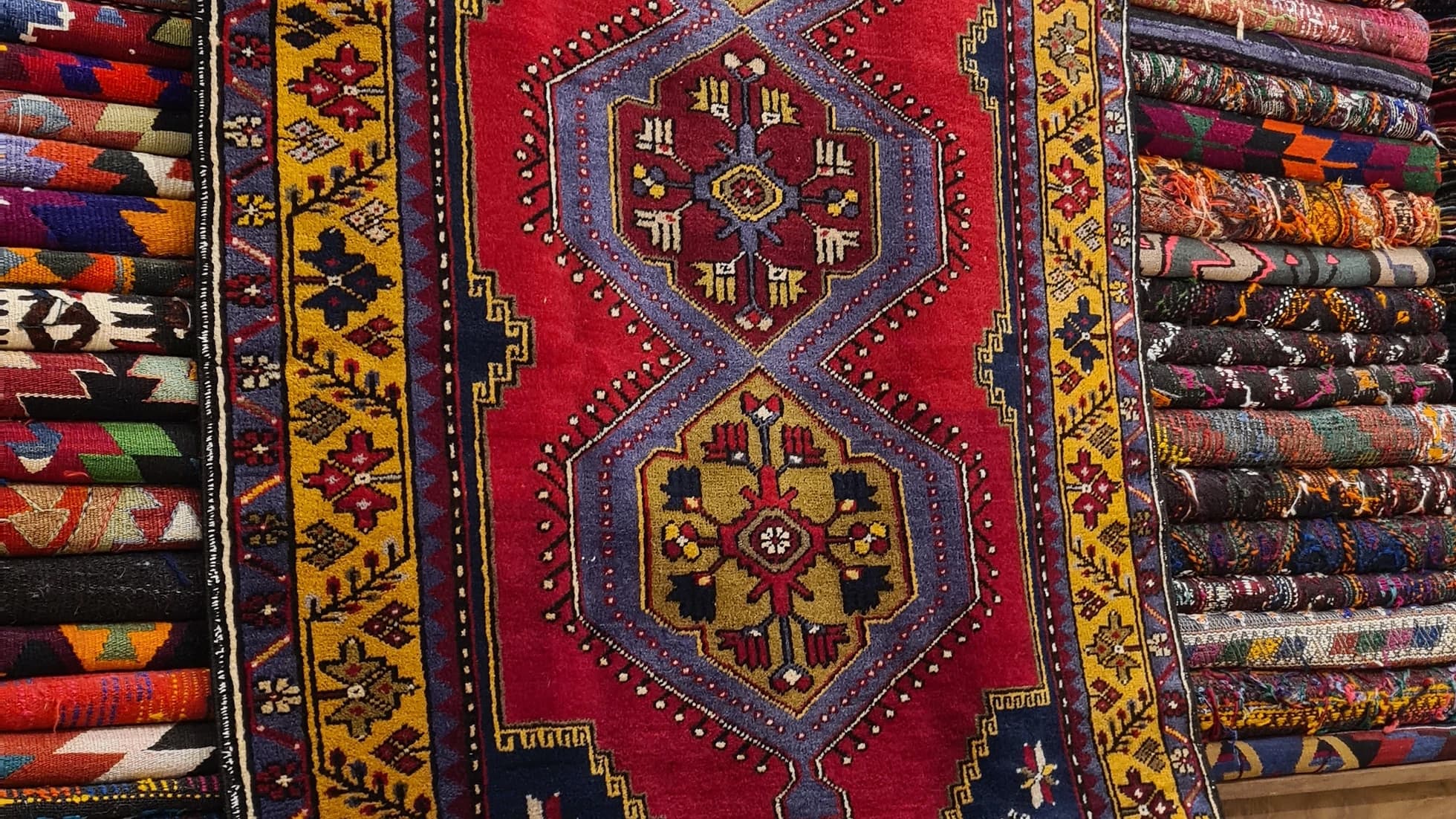 Antique Turkish Handknit Yahyali Silky Wool Rug in classic style with traditional motifs