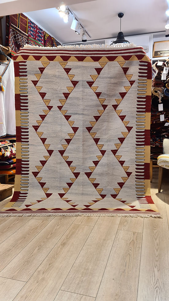 Handwoven Oushak Wool Rug in Terracotta and Butter Yellow Featuring Traditional Turkish Design