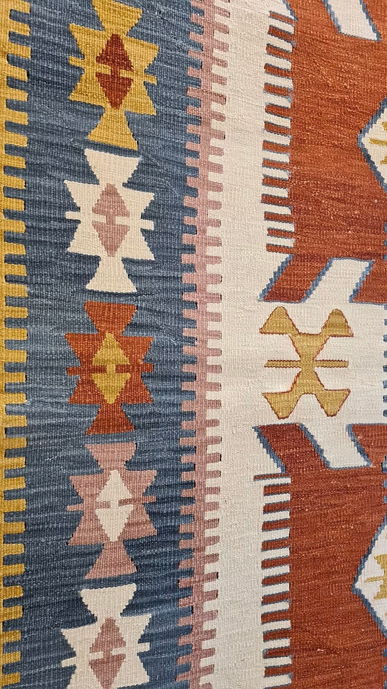 Contemporary Turkish Kilim Rug for Scandinavian, Bohemian, or Rustic Interiors, Handcrafted 4x6