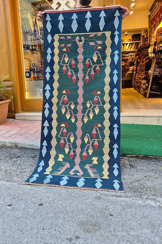 Luxury kilim runner with pastel palette for rustic interior design