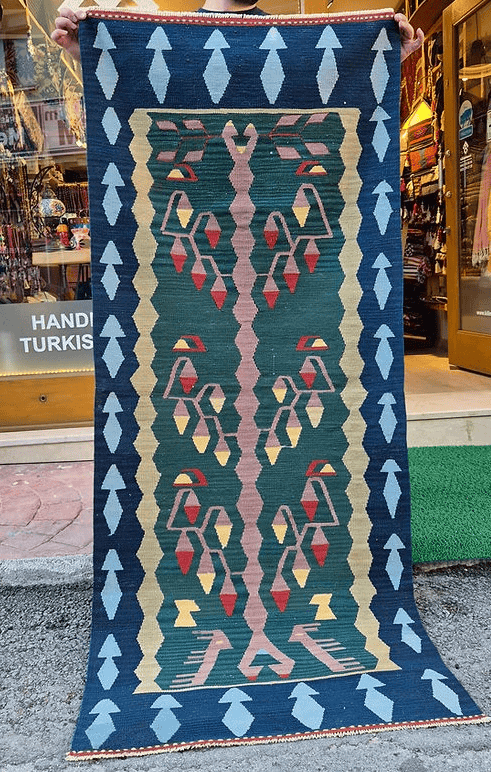 Anatolian-style Turkish hallway runner with floral and geometric motifs