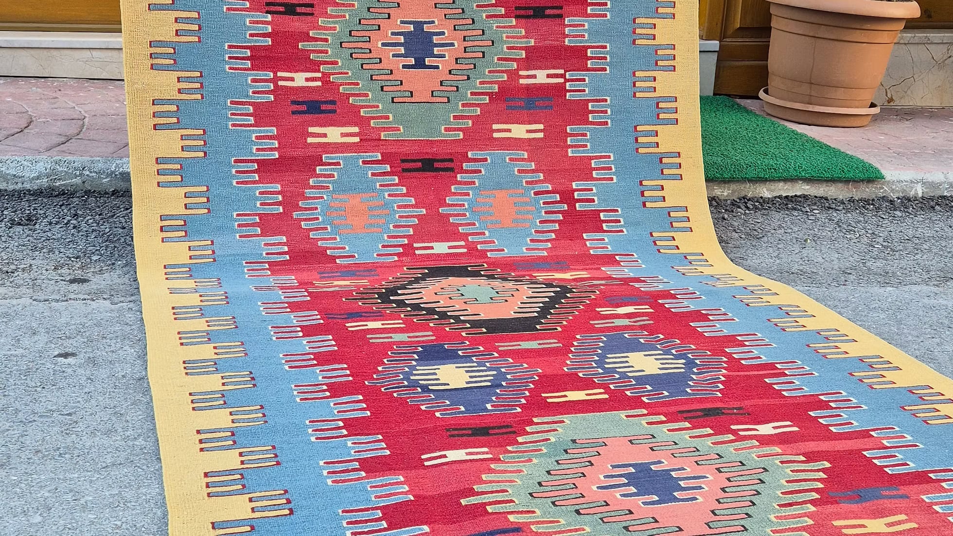 Flat-Woven Wool Turkish Runner for NYC, Austin and Denver Interior Designers