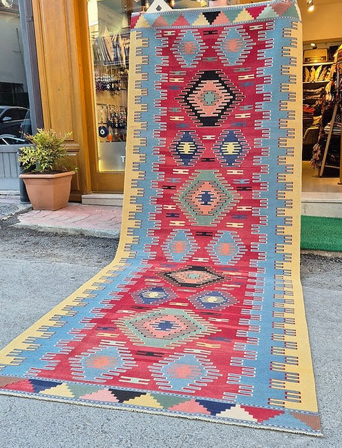 Traditional Oushak Hallway Runner Rug from Turkey