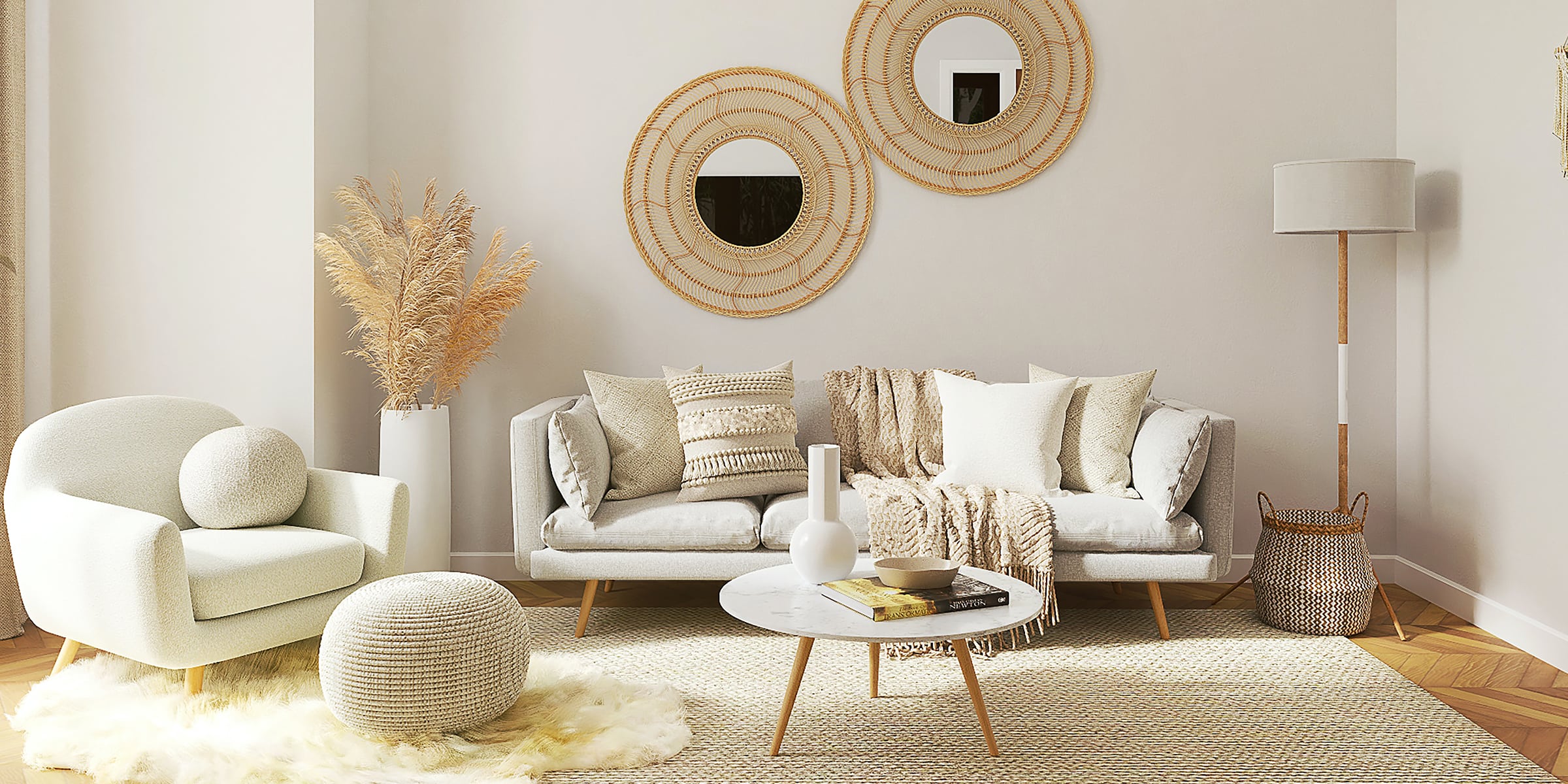 Dull and boring interior of a New York City apartment without a precious handwoven vintage Turkish rug