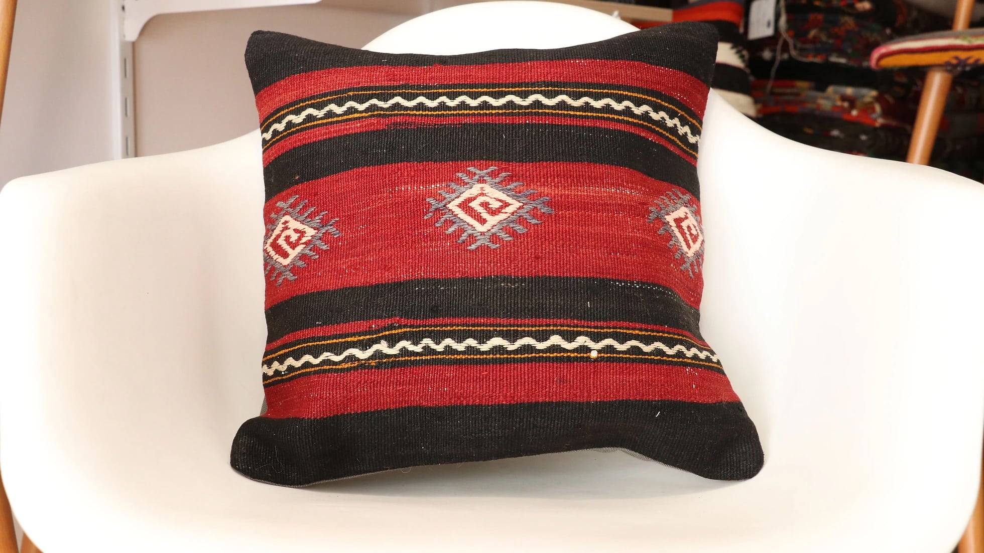 vintage wool kilim throw pillow cover in rustic tones