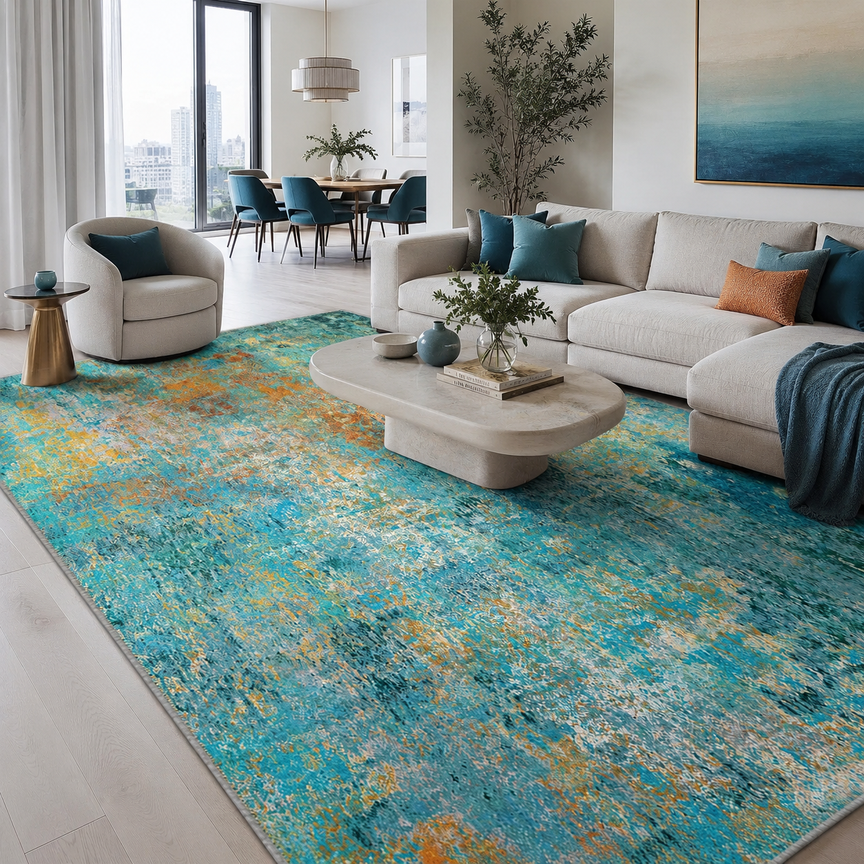 The Lagoon – Modern Abstract Area Rug & Runner