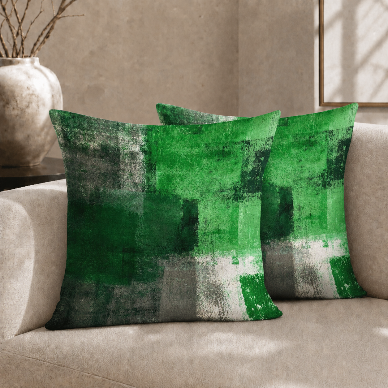 The Emerald – Modern Abstract Decorative Pillow Pair