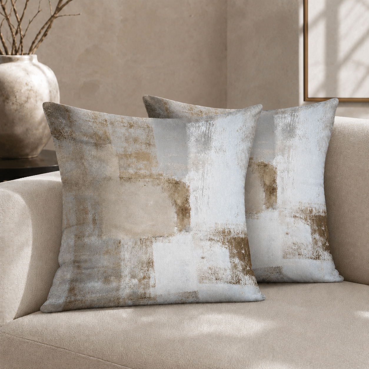 The Alabaster – Modern Abstract Decorative Pillow Pair