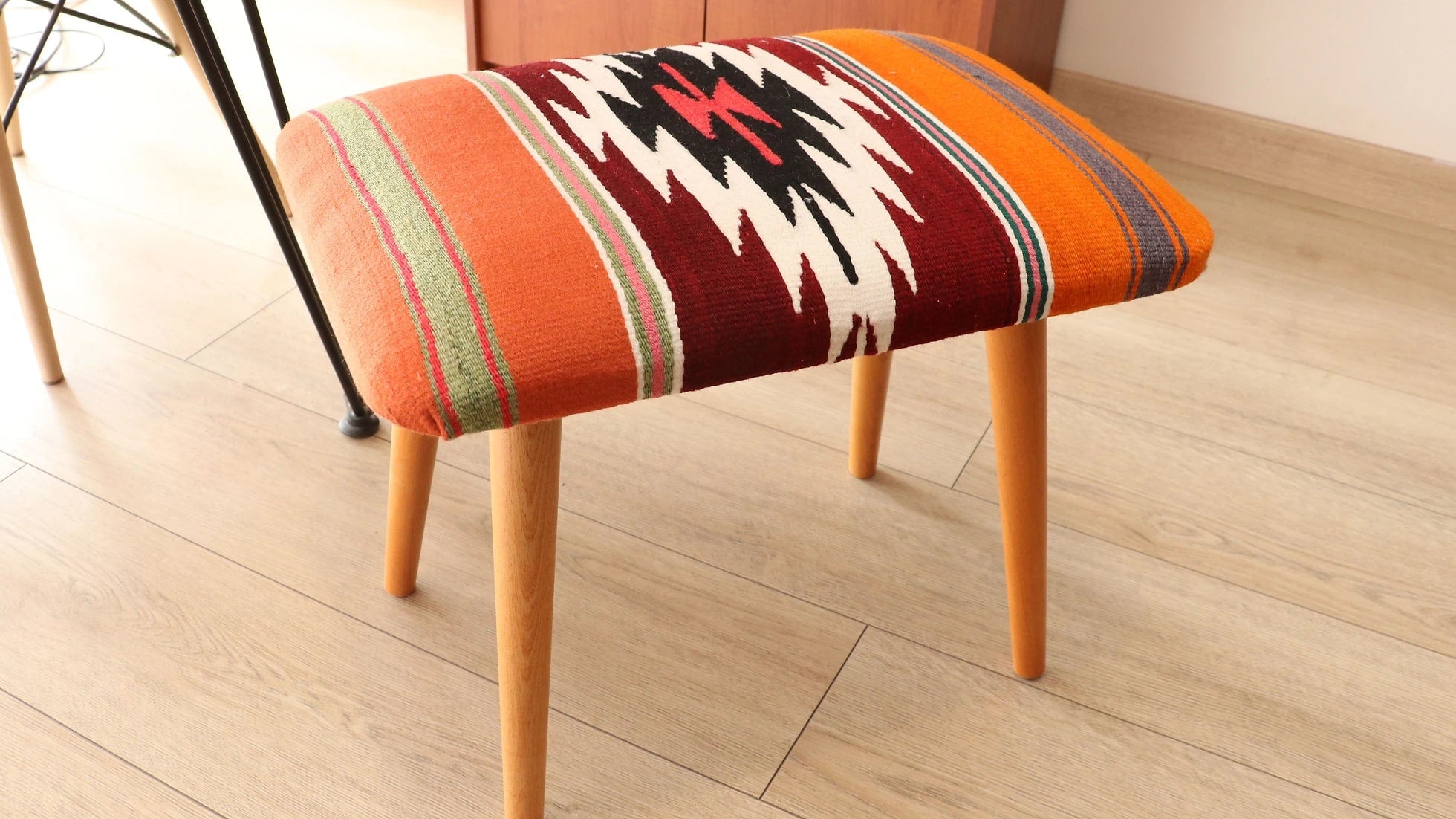 handmade furniture made of vintage hand-knotted wool kilim upholstery