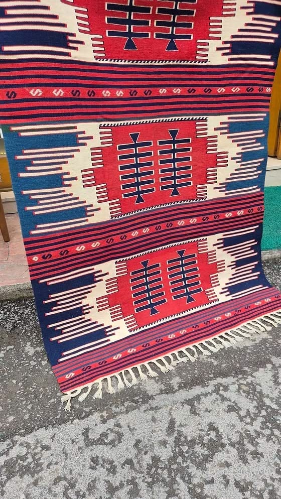 High-end Turkish flat-weave rug for Southwestern and Americana interiors