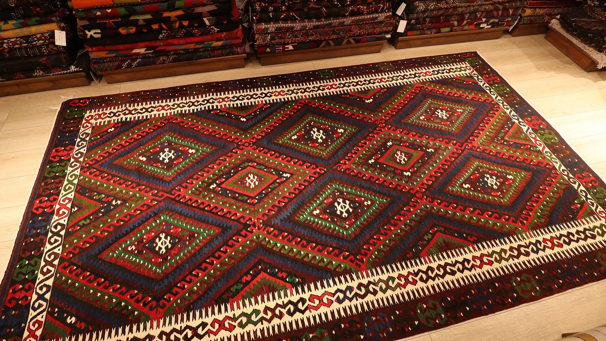 antique Turkish oriental rug for large area