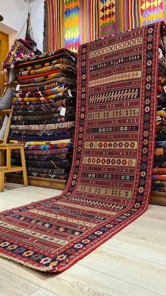 Vintage Persian Handwoven Runner Rug in Oriental Style from 2000s