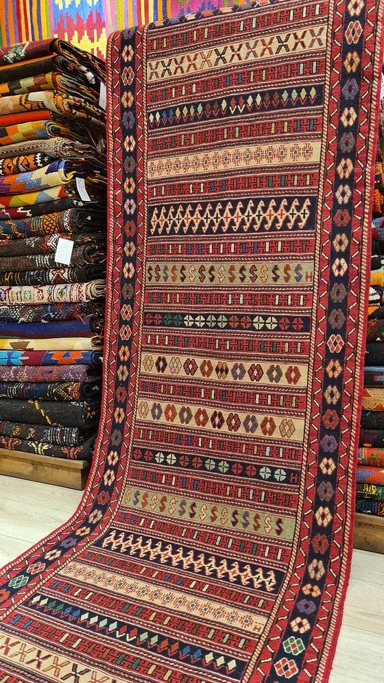 Vintage Persian Handwoven Runner Rug in Oriental Style from 2000s