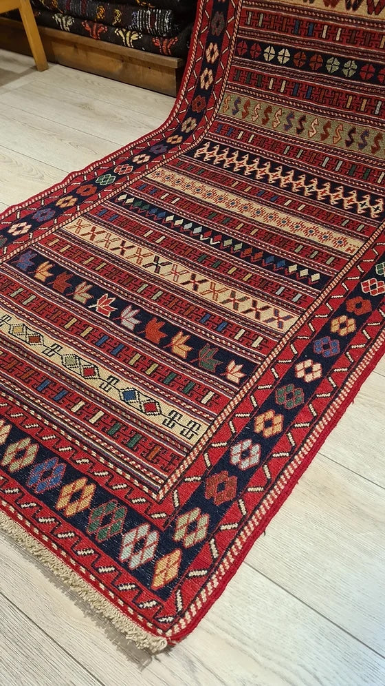 Vintage Persian Handwoven Runner Rug in Oriental Style from 2000s