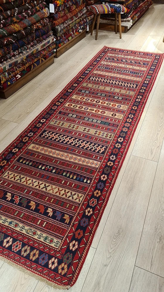 Vintage Persian Handwoven Runner Rug in Oriental Style from 2000s