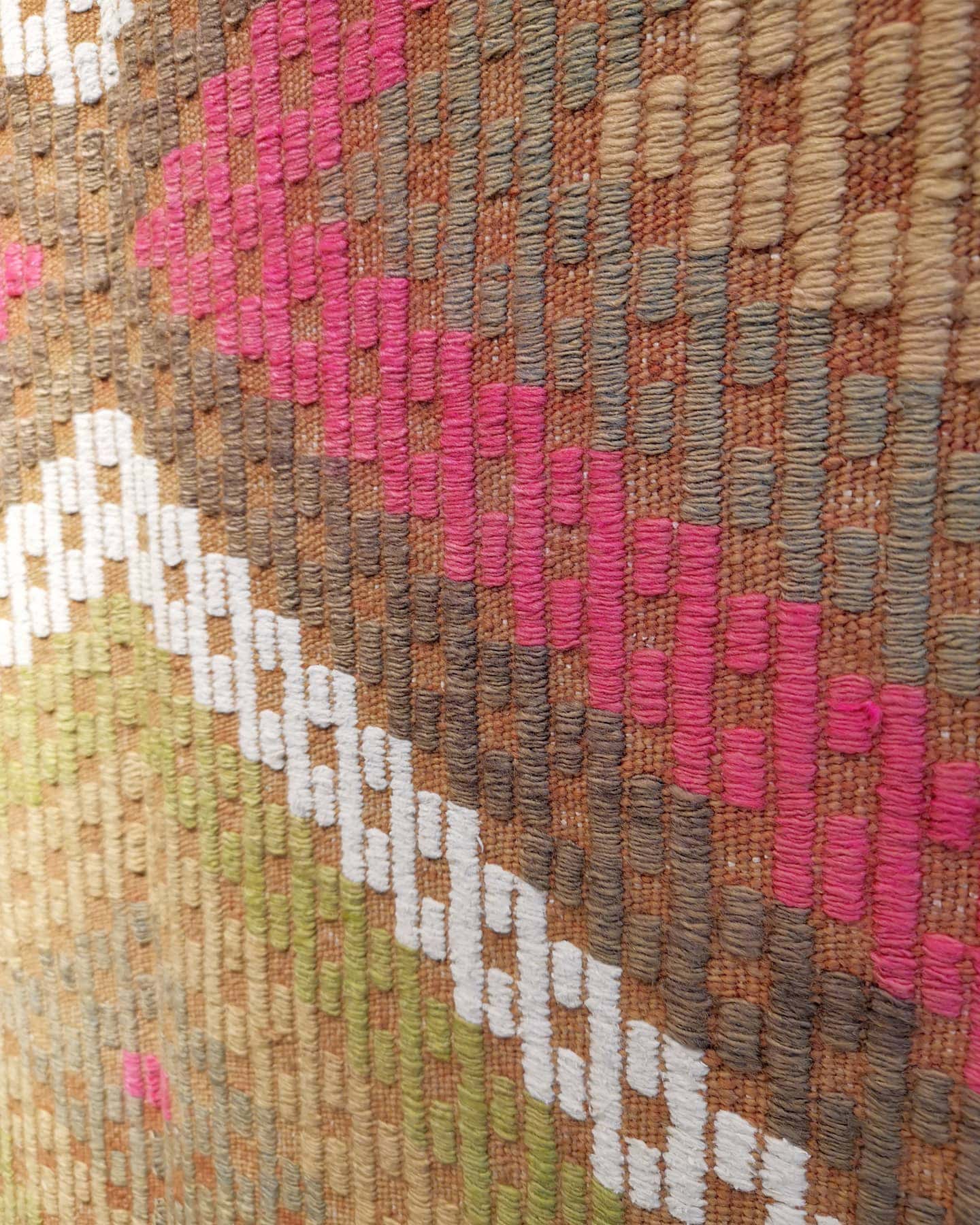 vintage pastel Cecim kilim rug in red and green