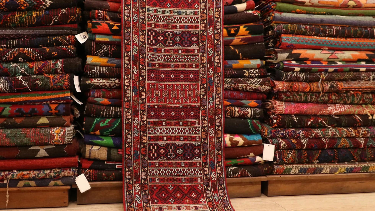 vintage hand-knotted Persian wool runner in rustic tones by Kilim Couture NYC