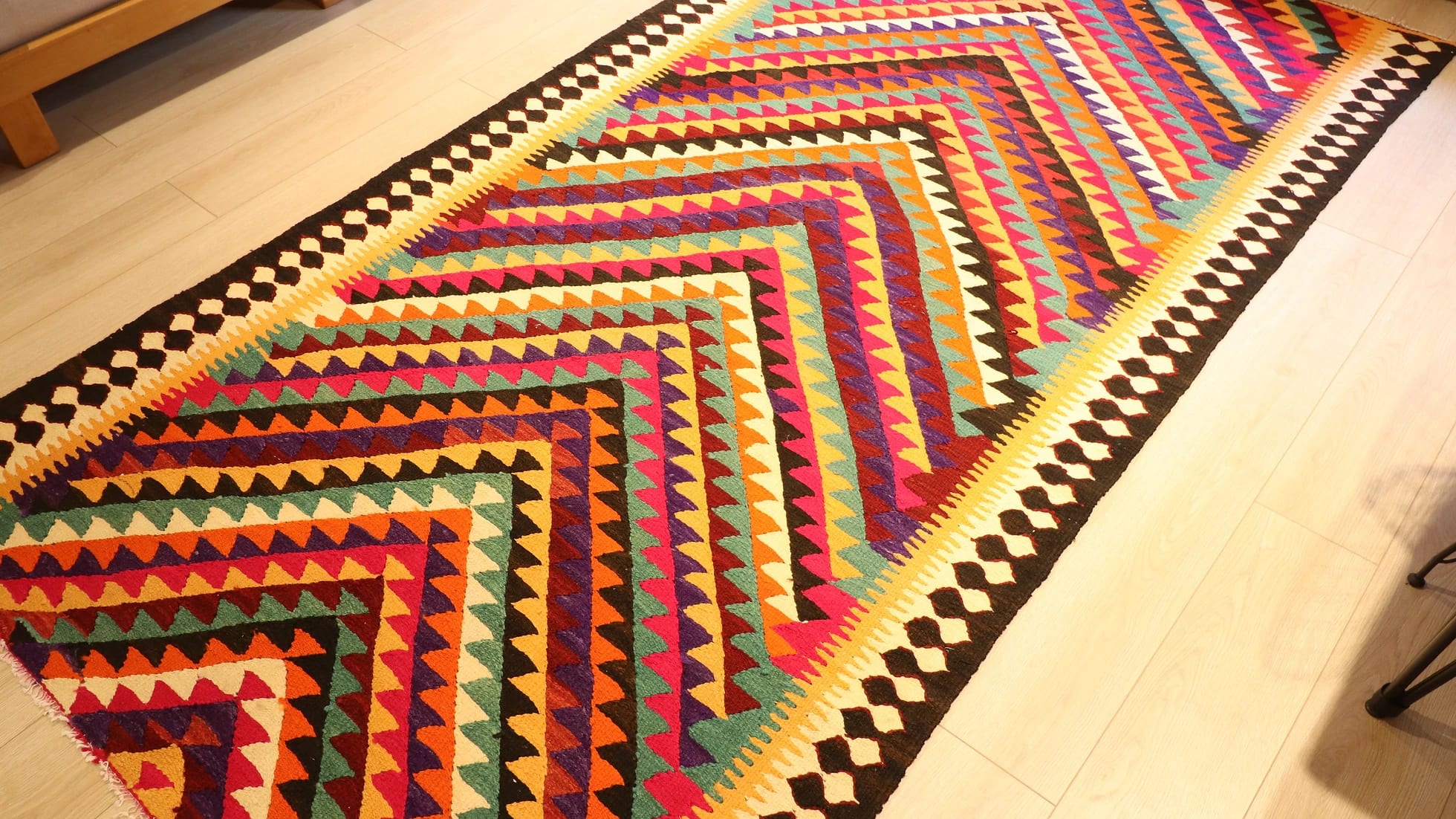 Vintage Turkish Contemporary Rainbow Kilim Rug