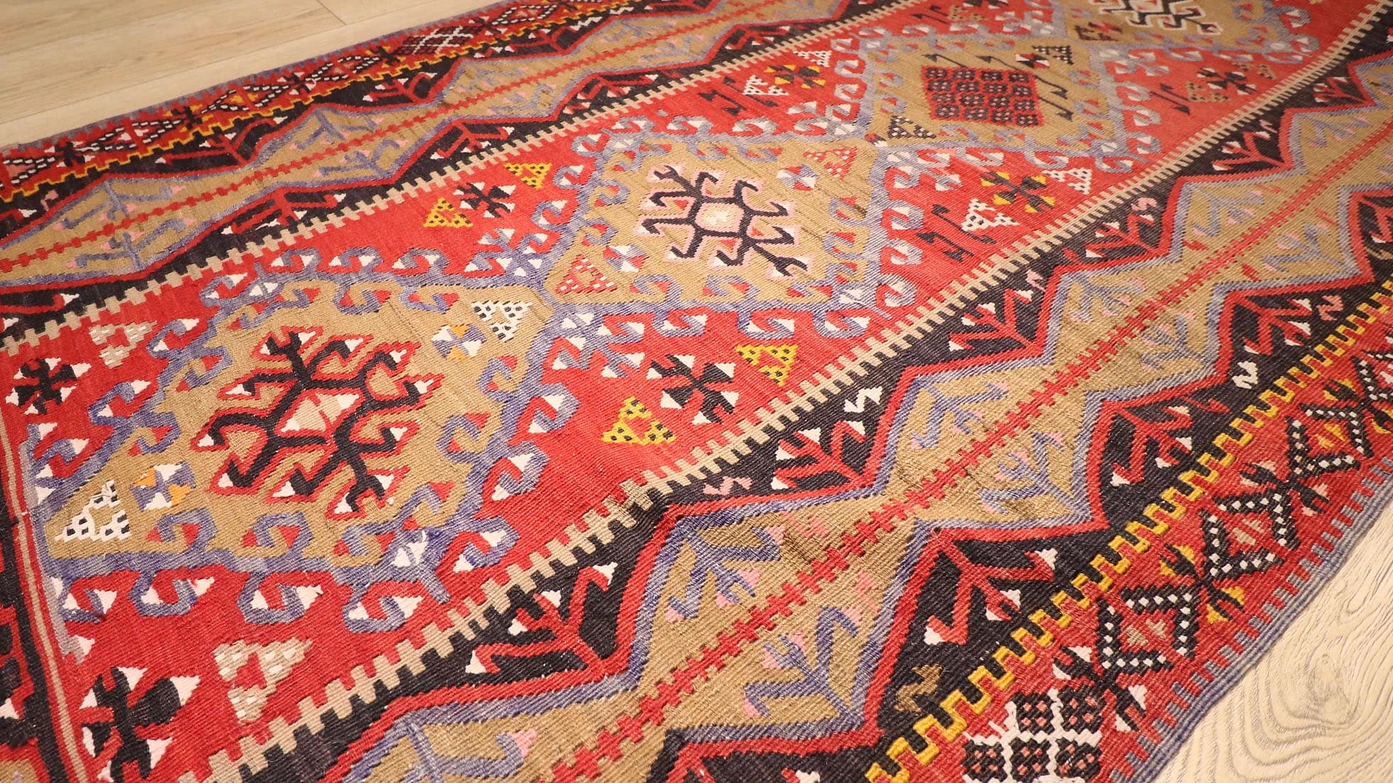 Vintage Handwoven Oriental Oushak Esme Rug in Rustic Earth Hues and Medallions