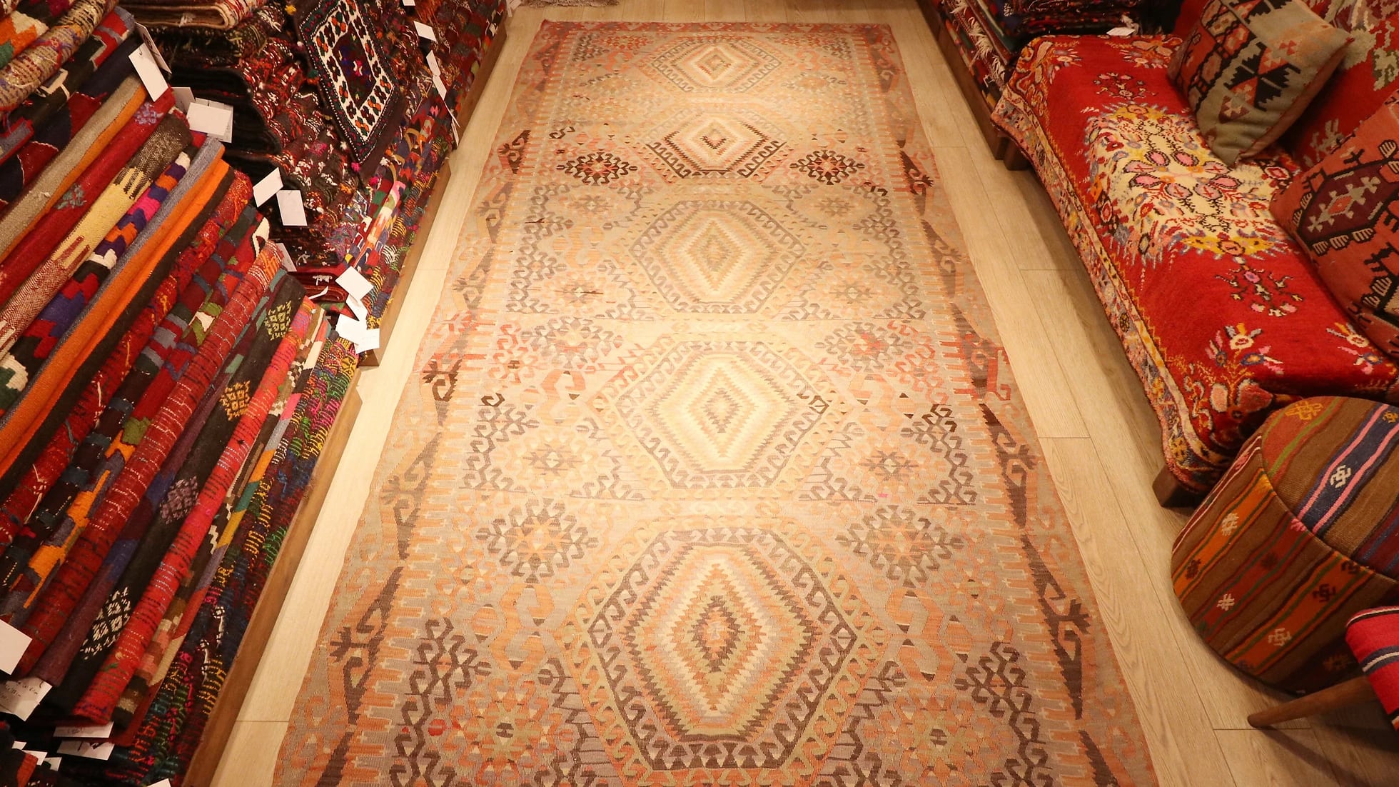 vintage oushak hand-knotted wool rug