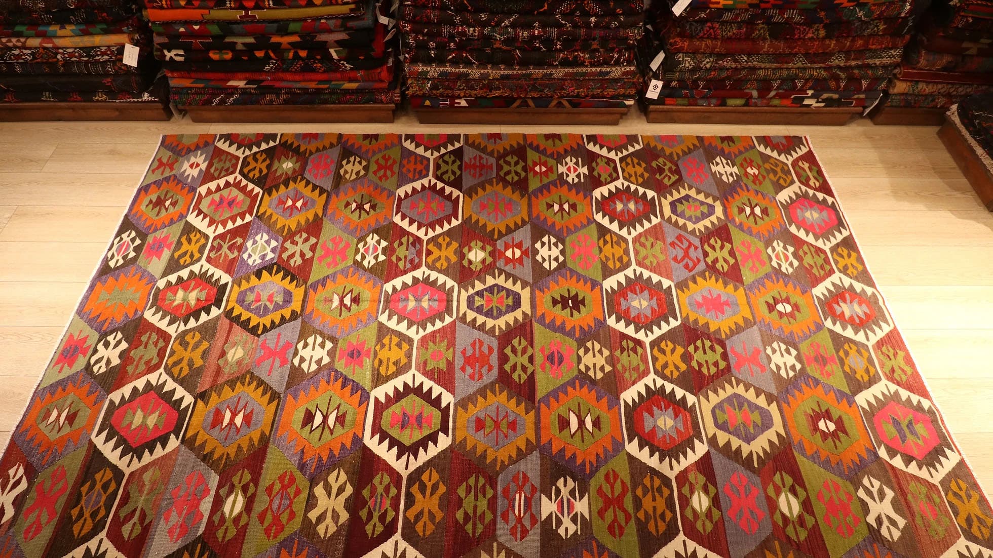6x10 Large Area Vintage Flat-Woven Rug in NYC Rug Store