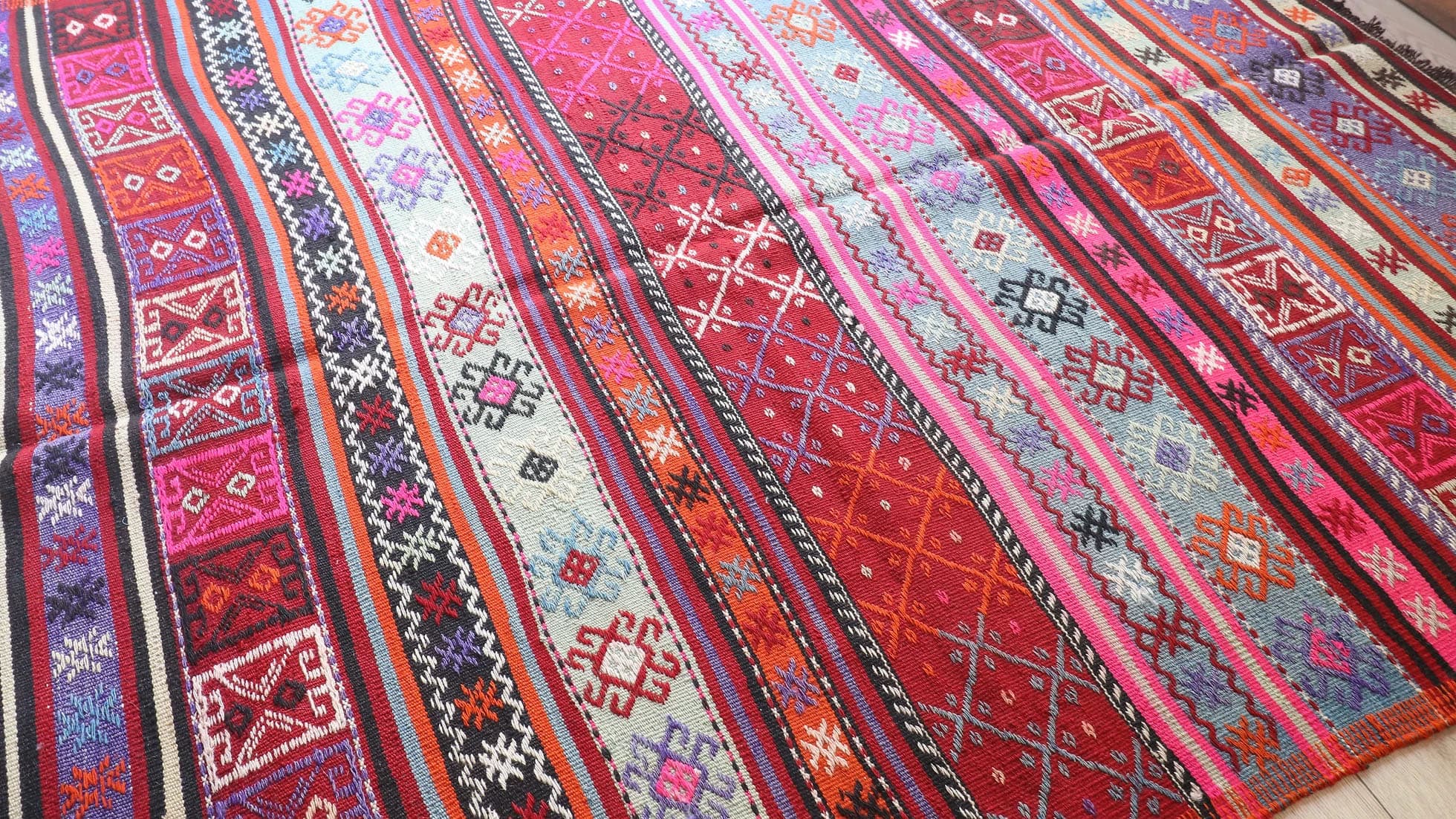 1050s Mid-Century Flat-Weave Rug for Medium and Small Area