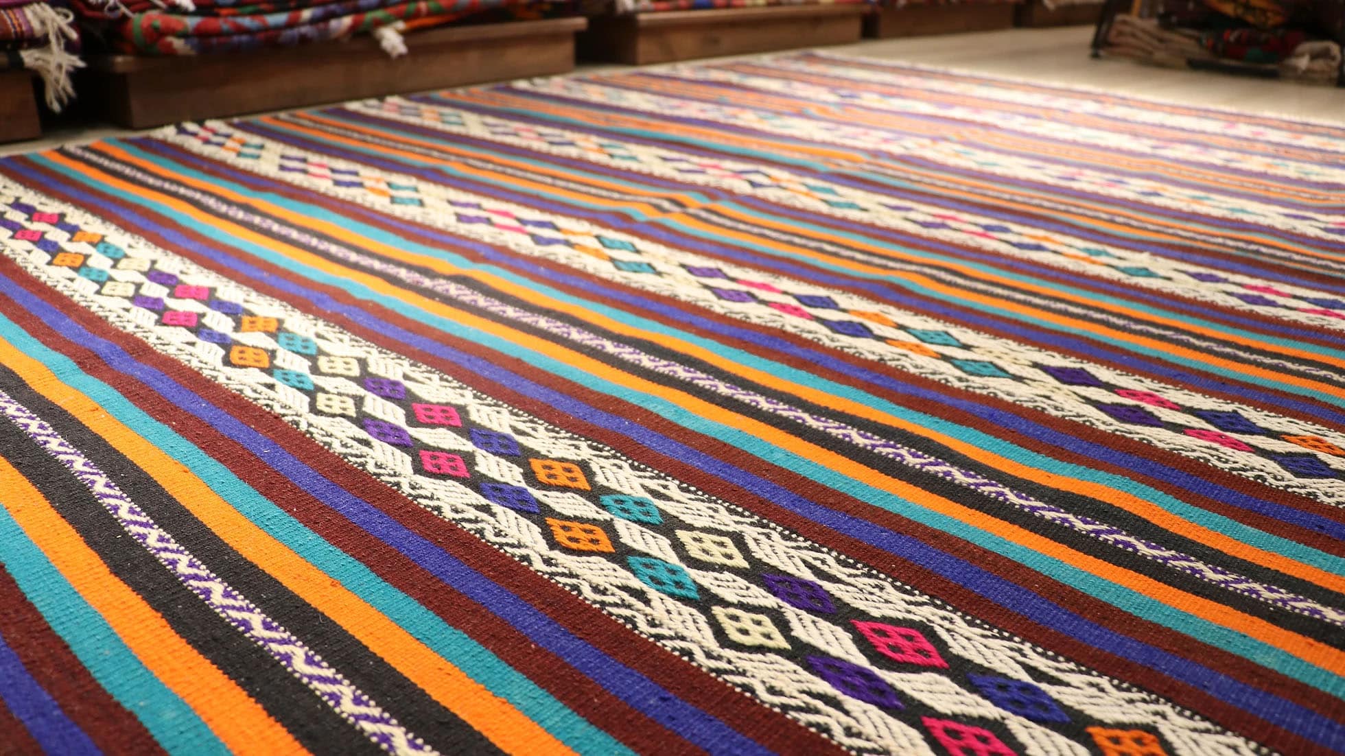 Mid-Century Modern Striped Flat-Woven Kilim Rug by Kilim Couture NYC