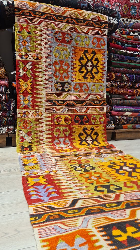 Antique 3x8 Denizli kilim runner by Kilim Couture New York Rug Showroom
