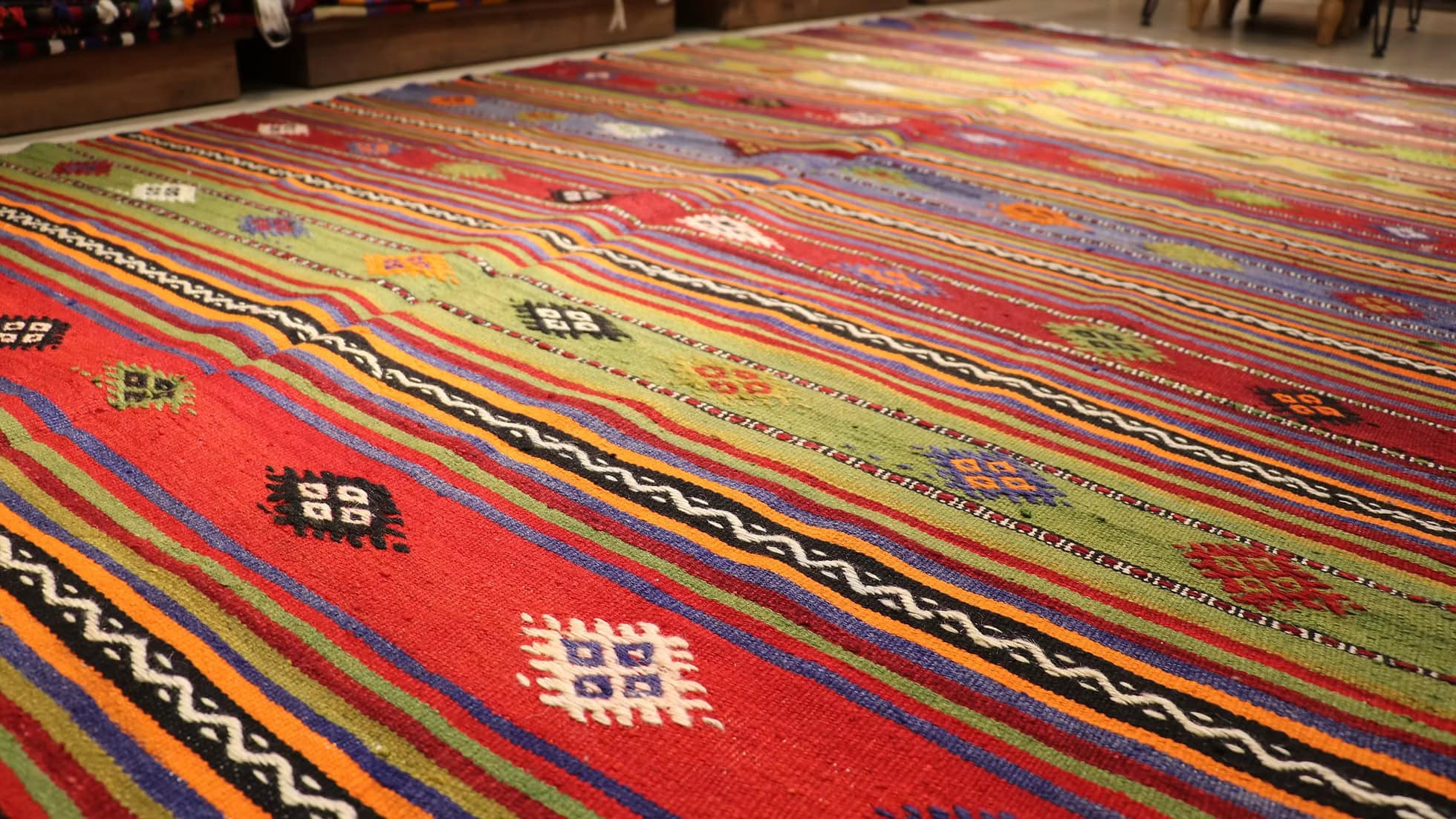 Exquisite 5x10 Vintage Aegean Kilim Rug in Terracotta Ember and Ebon Noir, Handwoven Turkish Craftsmanship