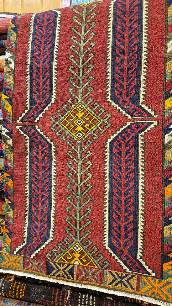 2x3 gift-size Turkish wool kilim rug with tribal motifs