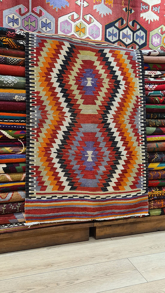 3x4 small area mid-century kilim rug