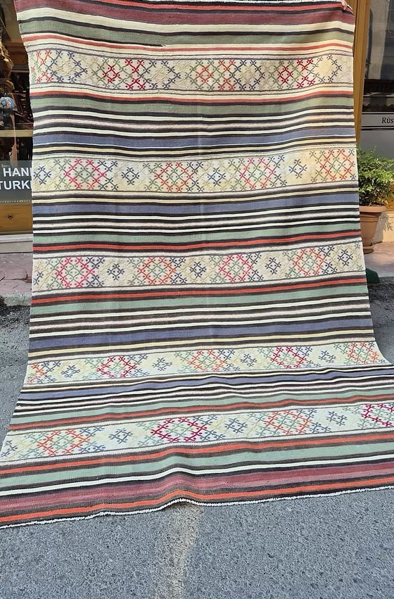 Organic rustic Turkish rug by Kilim Couture New York Rug Store ideal for farmhouse interiors