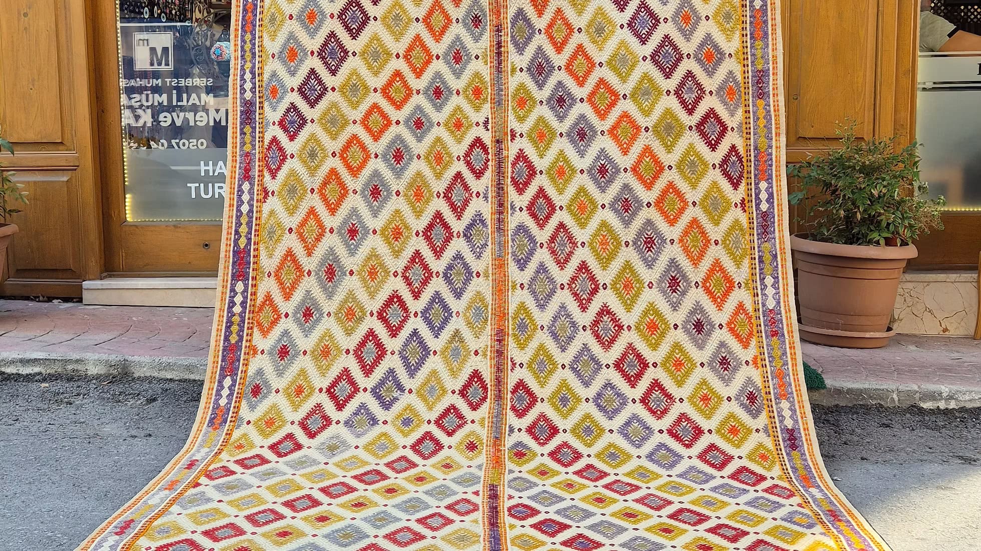 intage Turkish Kilim Rug 6x9 Handwoven Geometric Rug for Living Room or Bedroom