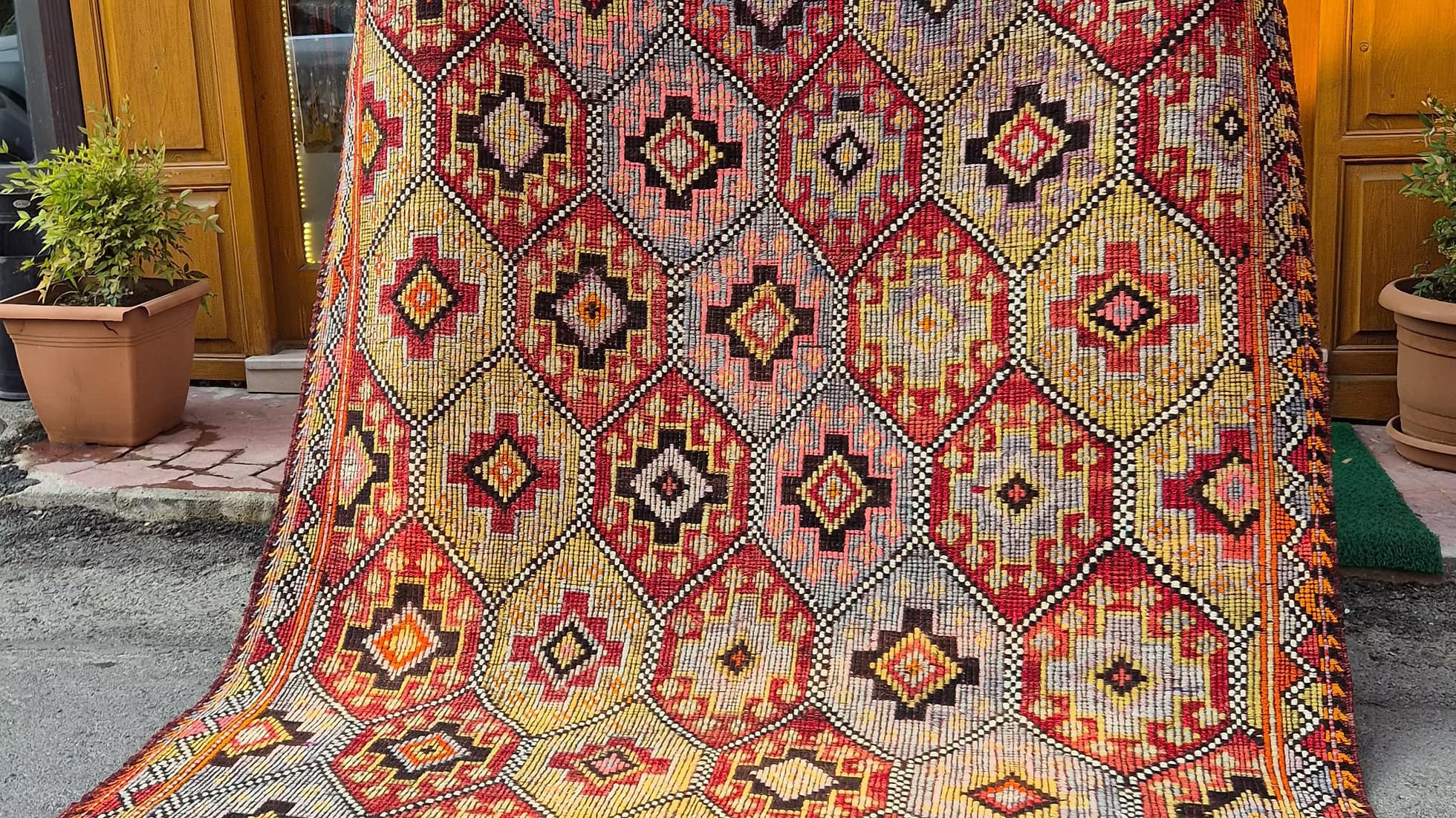 Handwoven Turkish Rustic Large Area Rug by Kilim Couture New York Rug Gallery—designed to complement modern rustic, bohemian, and farmhouse spaces