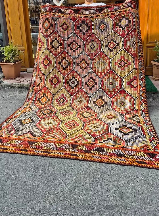 Handwoven Turkish Rustic Large Area Rug by Kilim Couture New York Rug Gallery—designed to complement modern rustic, bohemian, and farmhouse spaces
