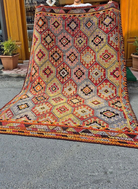 Handwoven Turkish Rustic Large Area Rug by Kilim Couture New York Rug Gallery—designed to complement modern rustic, bohemian, and farmhouse spaces