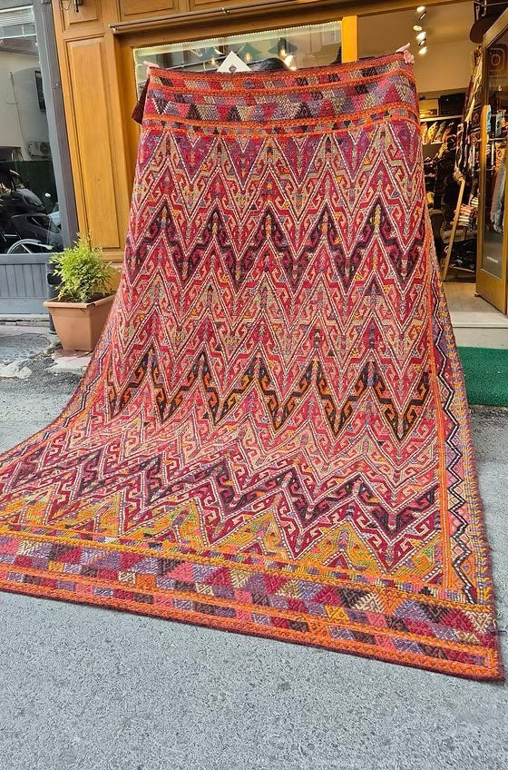 Semi-antique Cecim Kilim rug with rich texture and natural wool fibers, exclusive to Kilim Couture New York’s NYC collection for designers.