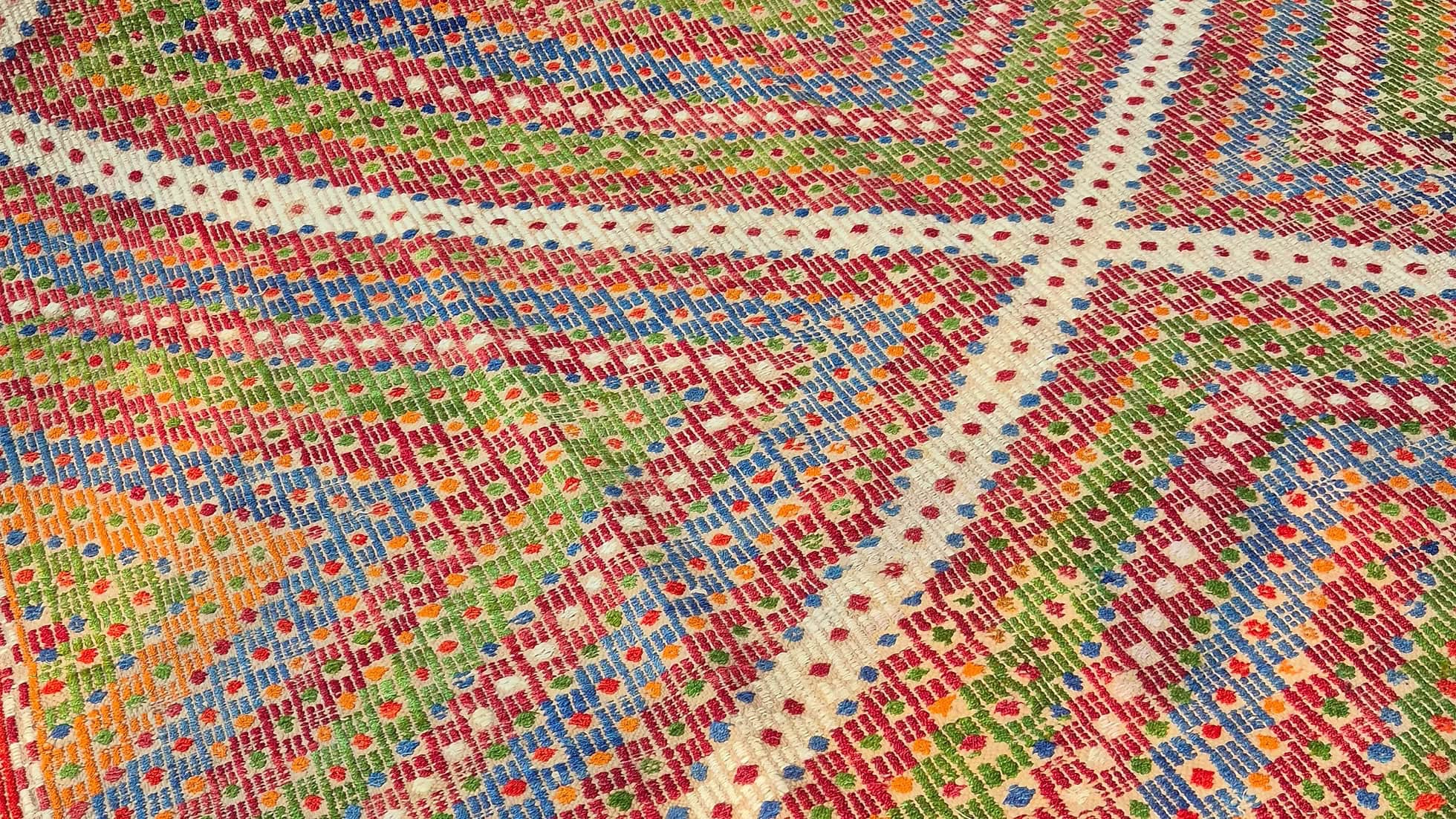 Rare vintage tribal flat-weave, perfect for NYC, Brooklyn, and Hamptons homes seeking luxury and artisanal craftsmanship.