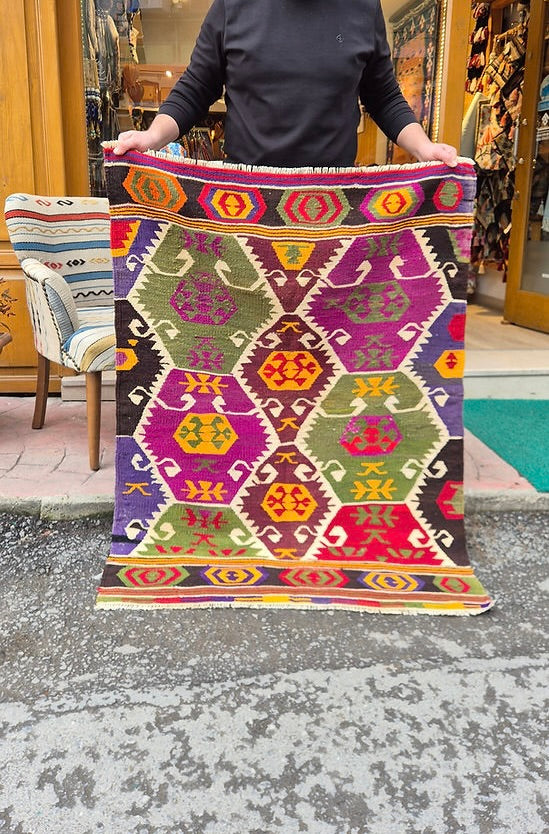 Luxury Baroque Rug from Turkey with vibrant chromatic palette and ancestral motifs