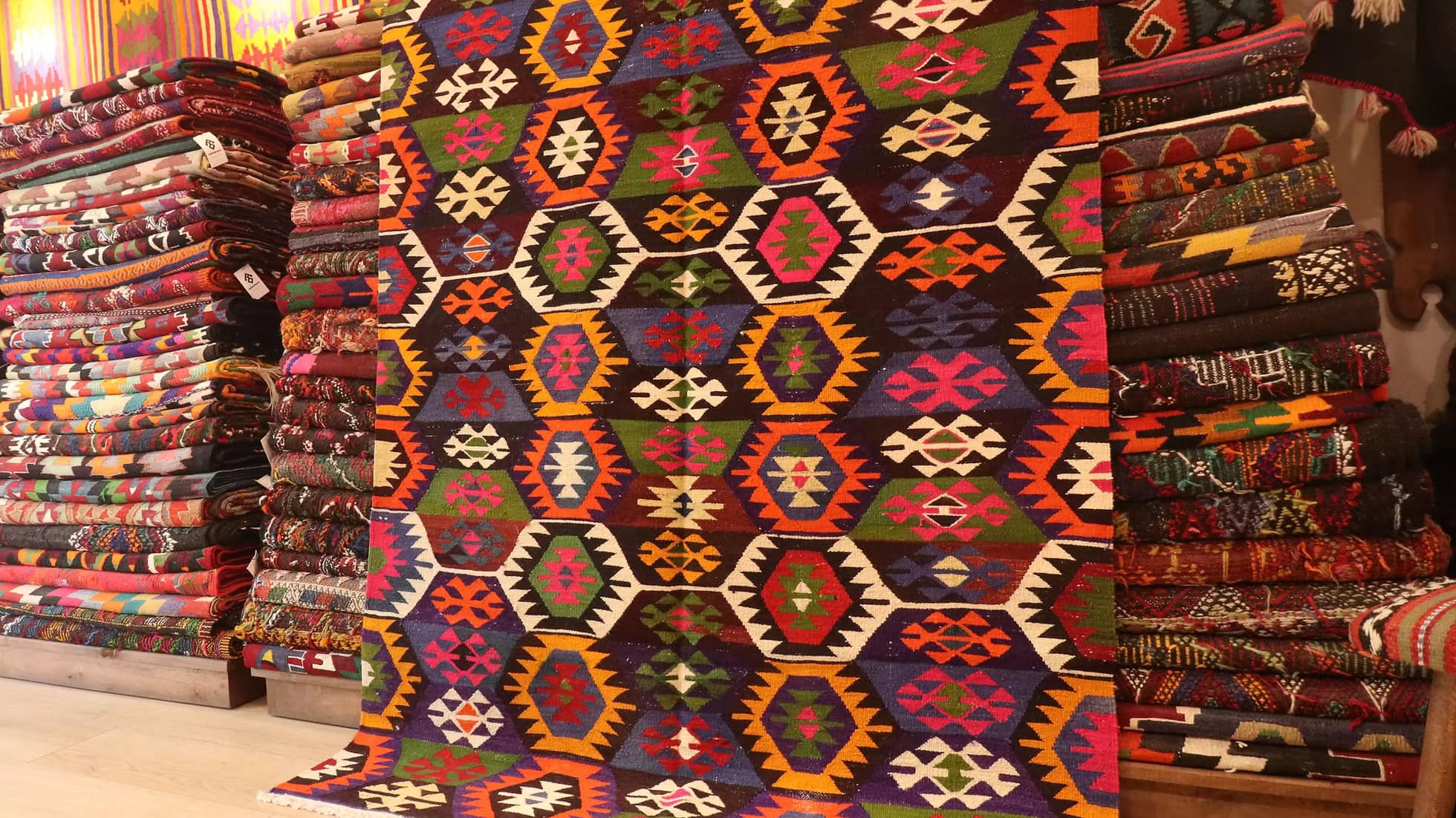 Medium sized vintage tribal flat-weave rug by Kilim Couture New York