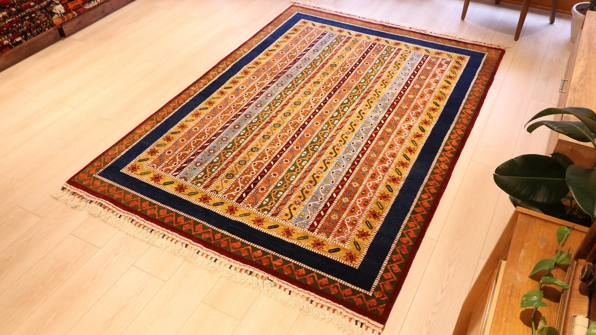 Turkish oriental ottoman palace style royal carpet in earthy tones with floral patterns