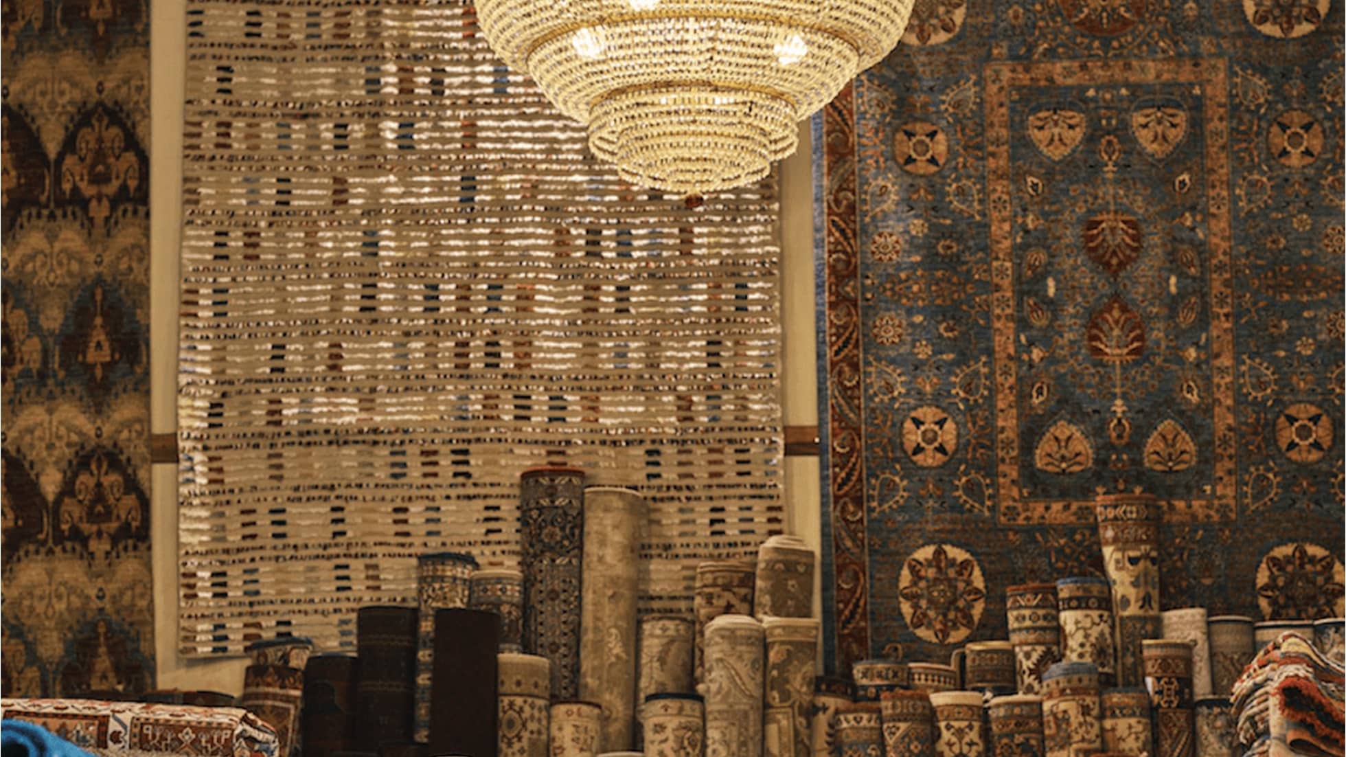 Turkish carpet and rug store interior