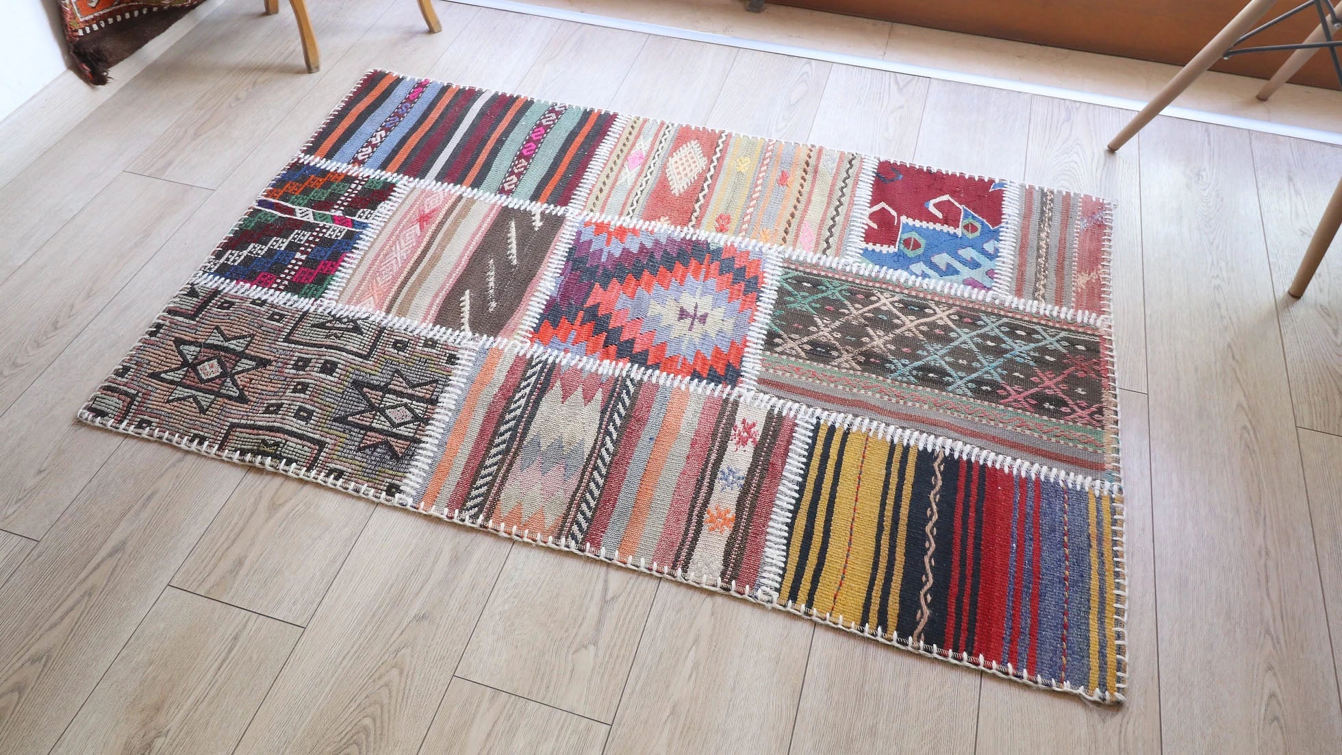 authentic Turkish hand-knotted wool kilim rug in New York