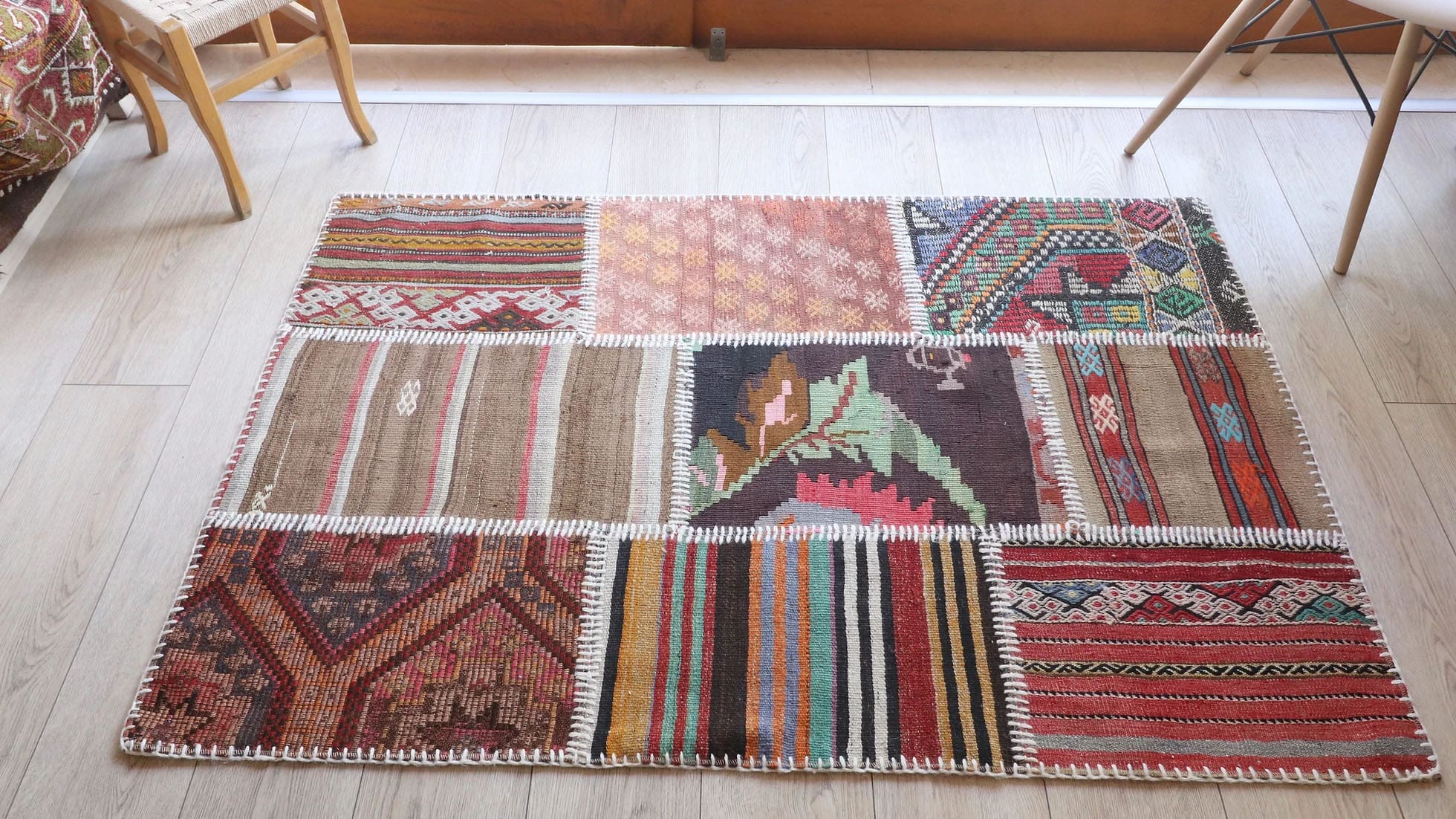 traditional Turkish patchwork rug 3x5