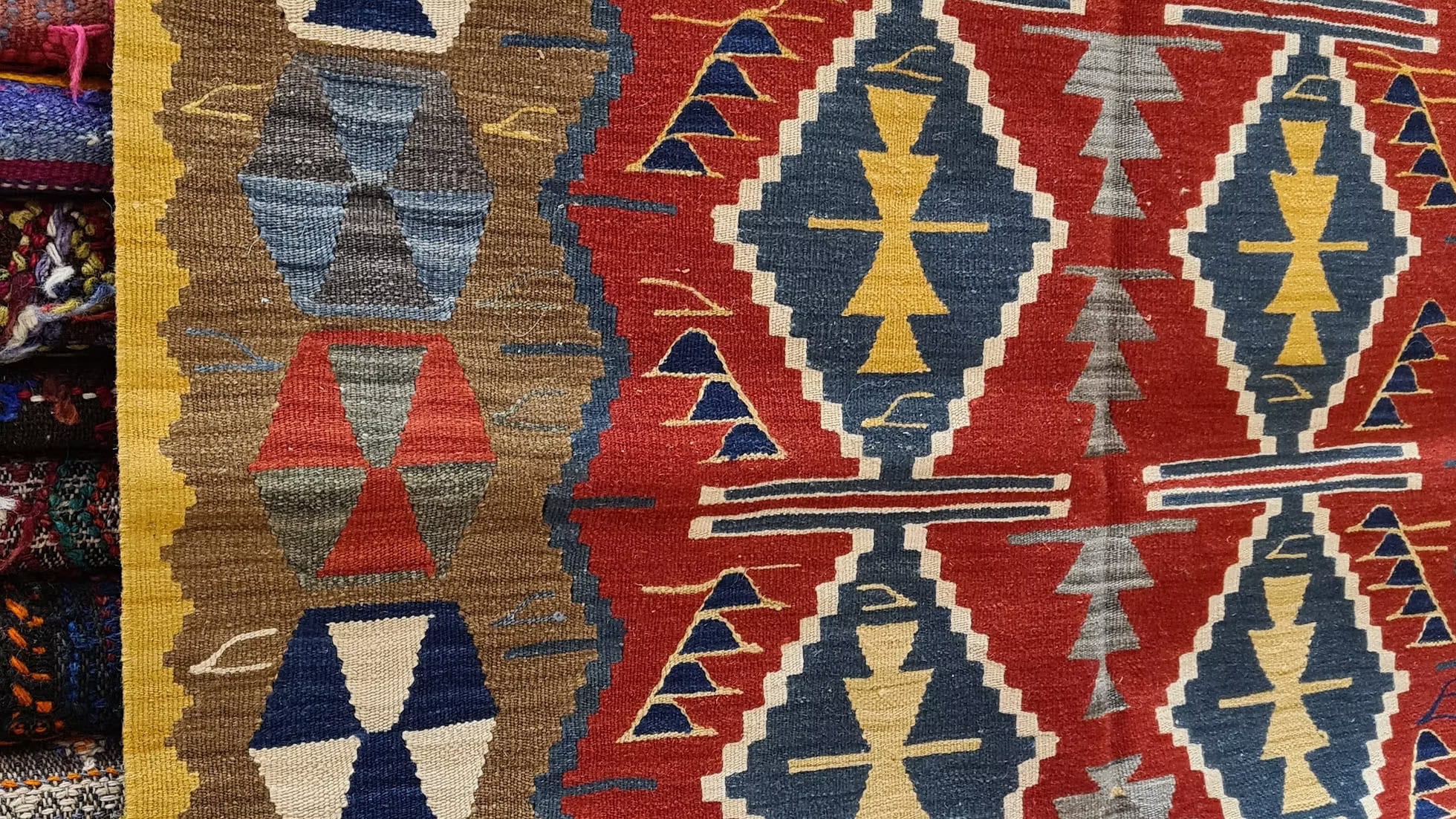 Authentic Anatolian Oushak Kilim rug from Kilim Couture New York, perfect for bohemian and mid-century interiors