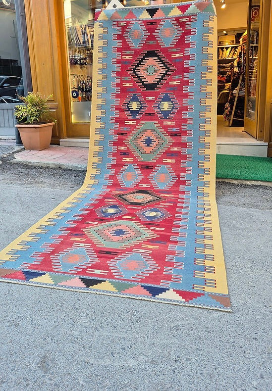 Traditional Oushak Hallway Runner Rug from Turkey