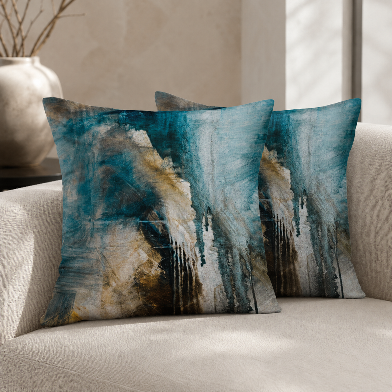 The Aegean – Modern Abstract Decorative Pillow Pair